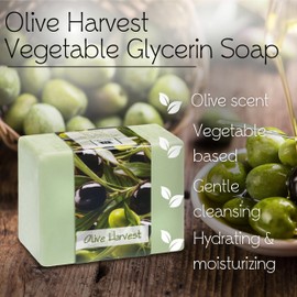 Glycerin Bar Soap Olive Harvest Scent - Natural, Vegan-Friendly, Hypoallergenic - Moisturizing and Hydrating with 100% Vegetable Glycerin - Sulfate-Free, Paraben-Free, Chemical-Free - 4.5 oz