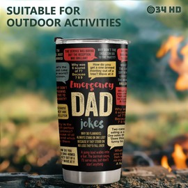 34HD Funny Gifts for Dad, Dad Tumbler with Lid 20 oz Stainless Steel, Dad Birthday Gifts from Daughter Son, Husband Gifts from Wife, Jokes Gifts for Men, New Dad Gifts