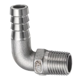 HARFINGTON 90 Degree Elbow Hose Barb Fitting 0.4" Barb x 1/4" NPT Male Stainless Steel Pipe Fitting Air Hose Fittings Coupler Thread Connector Adapter for Water Fuel Air