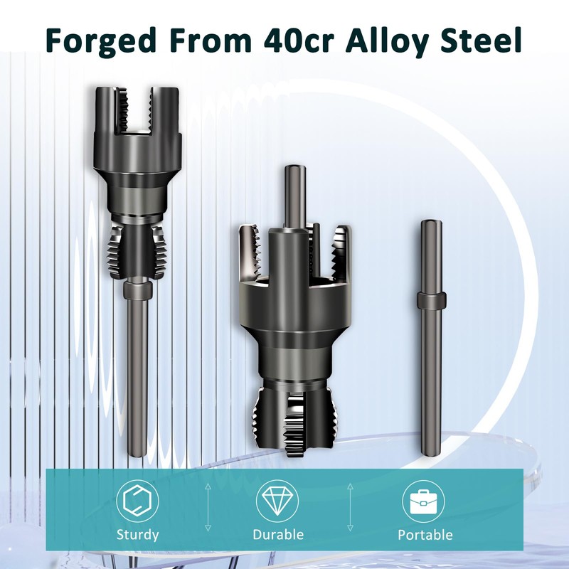 2Pcs Integrated Internal & External Pipe Threading Tool - 1/2"