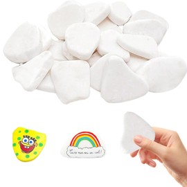 Eymobad Pack of 10 Stones for Painting, 3-8 cm, Flat Stones for Painting, Painted Pebbles, Decorative Stones, Natural Stone, White, Smooth Large Pebbles, Beach Pebbles for Art, Craft, Decoration
