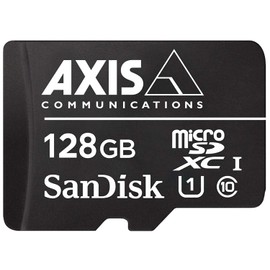 AXIS Surveillance Flash Memory Card (Micro SDXC to SD Adapter Included) 128 GB UHS-I U1 / Class10 microSDXC UHS-I for AXIS M3058, M5065, P1447, P1448, P3374, P3375, P3904, Q1 Black