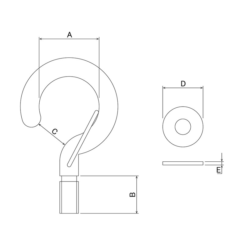 Daidohant 10104225 Stainless Steel Bolt Hook (Wire Diameter) 0.3 inch