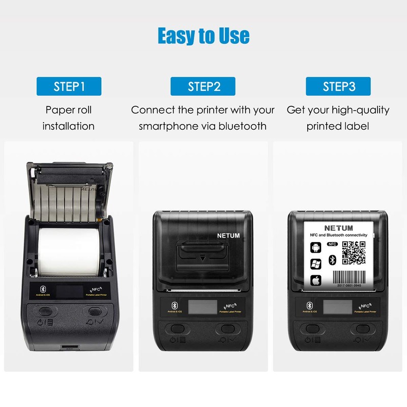 NETUM Label Maker - Bluetooth Thermal Label Printer Portable Barcode