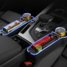 Unbranded Quick Acting Maneuverable Car Seat Gap Storage Box Dual USB Charger Phone Holder