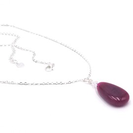 Natural tear drop red ruby pendant necklace with sterling silver chain and extension, july birthstone jewelry gift for her, uniquelan jewelry RubyGarnet