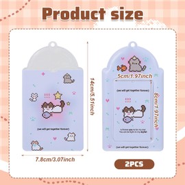 Mabor 2Pcs Cartoon Photo Card Holder Photocard Holder Keychain Cute ID Badge Holders Y2K Protective Photocards Holders with Kawaii Cat Keychain Pendant