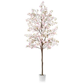 Caxchiling Cherry Blossom Tree 6FT, Artificial Pink Tree Indoor with White Planter, Faux Potted Silk Plant for Home, Office, Wedding, Garden, Party, Hotel Decoration