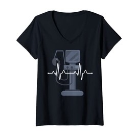 Womens ECG with monitor monitoring IMC intensive care doctor V-Neck T-Shirt