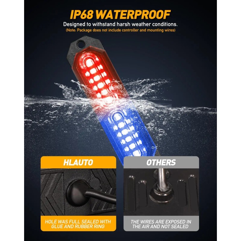 Red Blue Emergency Strobe Grille Lights 8pcs 12 LED Sync