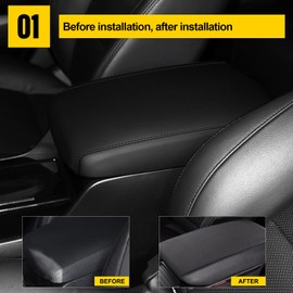 AOMSAZTO Console Covers for 2010-2014 Honda Accord Crosstour Armrest Covers for Honda Crosstour Black with Black Stiches