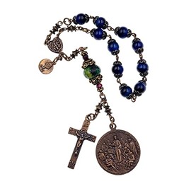 Preaching Jesus Holy Eucharist Blue Tiger Eye Chrysocolla Bronze Chaplet