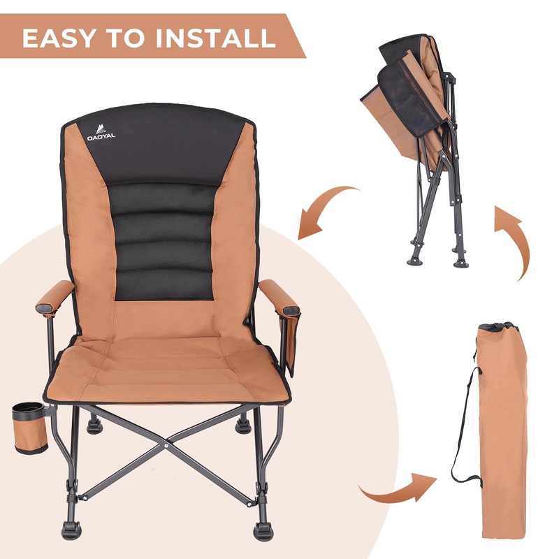 Camping Chairs for Adults, Adjustable Backrest Heavy Duty Oversized Folding