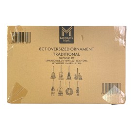 Member's Mark 8-Count Oversized Ornament Set, Plastic, Hand-Painted