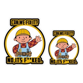 2Pcs Can We Fix It Sticker No, It's f KED Decals- Funny Hard Hat Stickers: Humorous Decals for Builders, Worksite Gear & Helmets - Durable & Hilarious Sticker