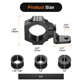 Ehaho 1 Pack UTV Whip Mount, Heavy Duty UTV Flag Mount, Adjustable Whip Light Mounting Bracket, for Light Bar, Antenna, Compatible with 1" to 2" Roll Cage of UTV ATV Polaris RZR SXS Can Am