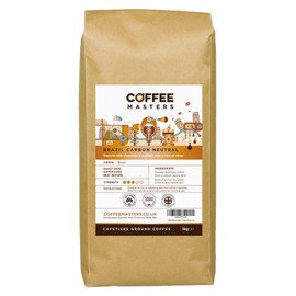Coffee Masters Brazil Carbon Neutral Cafetiere Ground Coffee 1kg - Ground Coffee for Cafetiere - Single Origin Coffee Ground from 100% Arabica Coffee Beans - Medium Roasted Brazilian Coffee