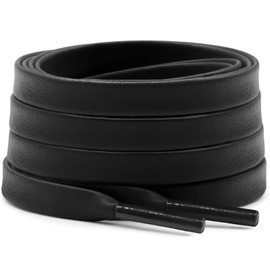 DELELE Flat PU Leather Laces: Waterproof Shoelaces for Sneakers Boot 2 Pair Black 63 inch