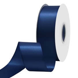 Ribtcute Navy Blue Satin Ribbon 1-1/2 Inch x 50 Yards Double Faced Silk Satin Ribbon for Gift Wrapping Flower Bouquet Wreaths Cutting Wedding Ceremony Kit Decoration