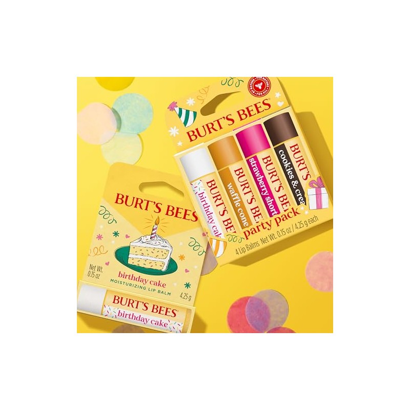 Burt's Bees Bálsamo labial de pastel de cumpleaños, sin tinte,