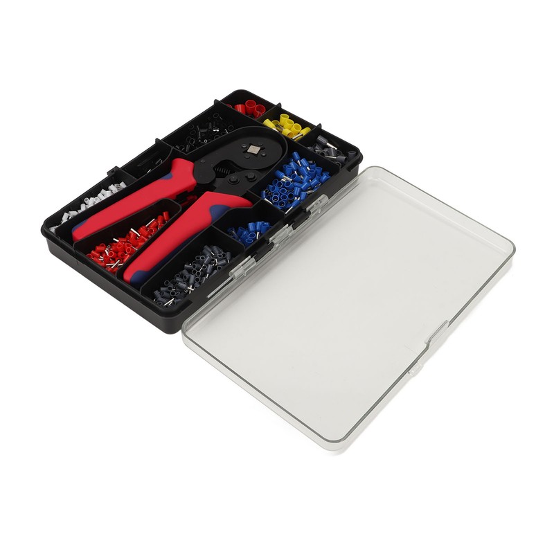 1201Pcs Electrical Wire Terminal Set Cold Pressed with Red Plier