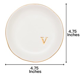 COLLECTIVE HOME - Ceramic Jewelry Tray, Decorative Trinket Dish for Rings Earrings Necklaces Bracelet Watch Keys, Birthday Mother's Day Christmas Gift for Women, 4.75", White Surface (V)