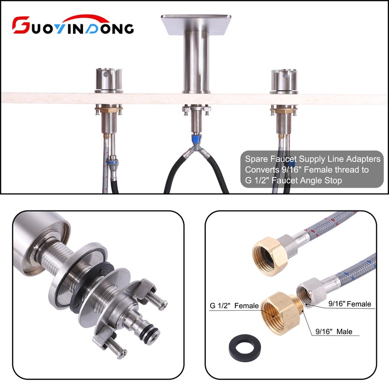GUOYINDONG Roman Tub Faucet, Brushed Nickel 3 Hole Waterfall Bathtub