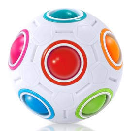 Vdealen Magic Rainbow Puzzle Ball, Fidget Ball Puzzle Brain Teaser Fidget Toy for Boys & Girls- Birthday Party Easter Valentines Christmas Stocking Stuffers for Kids Teen & Adults(Off White)