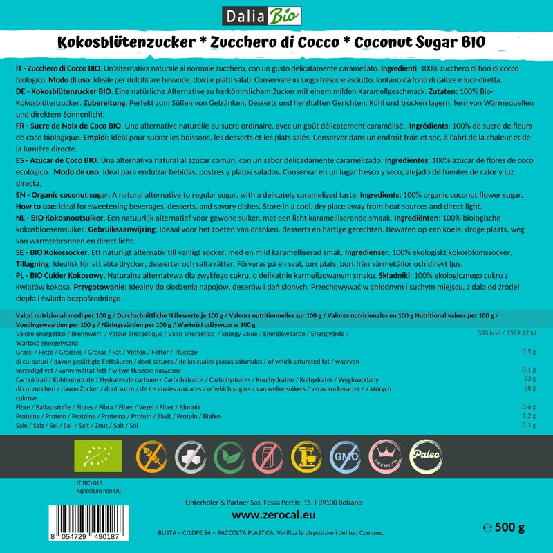 Dalia - Zucchero di Cocco BIO - 500 g |