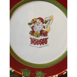 Christopher Radko Letters to Santa 9” Salad Plate Embossed Retired Christmas EUC