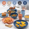 Wheat Straw Dinnerware Sets,64-Piece Black Plates and Bowls Sets for