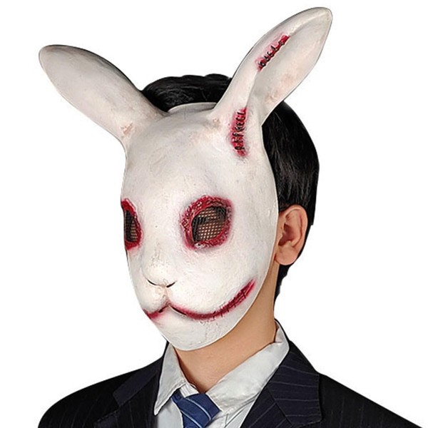XOCOSEE Scary Killer Rabbit Head Mask Latex Blood Bunny Butcher