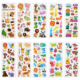 24 Sheets(400+) Animal 3D Puffy Stickers for Toddlers Kids, Bulk Preschool Sticker Sheets for Reward, Craft, Scrapbooking
