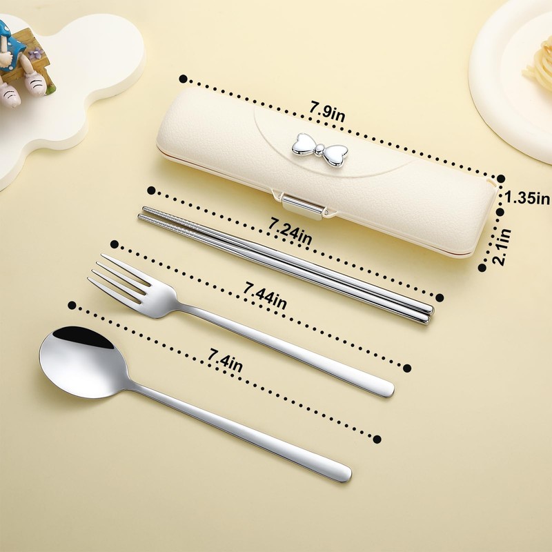 DEVICO Travel Silverware Set with Case, Portable Lunch Utensils Set
