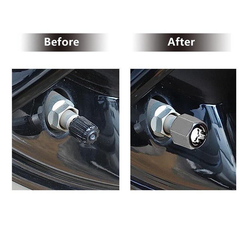 GKmow Pack-4 Skull Car Wheel Tire Valve Stem Caps, Dust