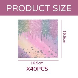 NYGGTYK 40 Glitter Napkins, Party Handkerchiefs, Girls Party Supplies, Party Decorations, Birthday Party Cutlery