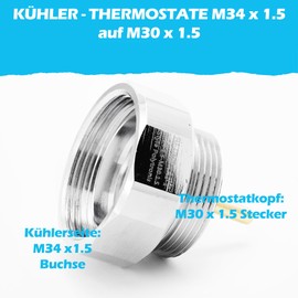 Radiator Adapter M34 x 1.5 Female Type Polytronic (Prototype) to Thermostatic Head M30 x 1.5 Male: Fits Your Radiator Valve to Modern and Intelligent Thermostats in M30