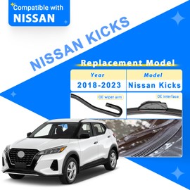 RAINTOK Windshield Wiper Blades Replacement for Nissan Kicks 2018 2019 2020 2021 2022 2023 Original Factory Quality Front Rear Wipers Blade Set for My Car - 26" 16" 12" (Pack of 3)