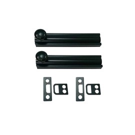 QCAA Solid Brass Surface Bolt 2", Matte Black, Made in Taiwan, 2 Pack