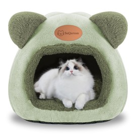 Cat Cave Cat Bed Washable Cat House Pet Bed Soft Comfort Tent Cat Litter Bed Warm Cat Cave Soothing Bed for Cats and Small Dogs Sleeping (Green)