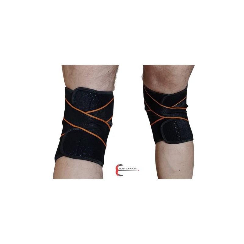Manta Raya Knee Pad Elastica Ajustable con Gel (Negro con