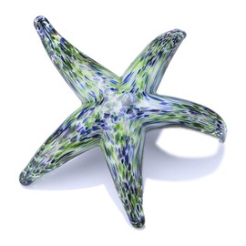 QF Hand Blown Glass Star Fish, Handmade Murano Style Sea Animal Figurine, Glass Star Fish, Home Decor