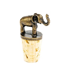 Elephant Antique Brass and Cork Bottle Stopper
