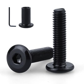 12 Sets M6-1.0 x 30mm Flat Head Socket Cap Screws with Barrel Nuts and 1 pcs Hex Wrench, 304 Stainless Steel (18-8), Black Coated Furniture Connector Screws for Bed, Cabinet, Belt Replacement & DIY