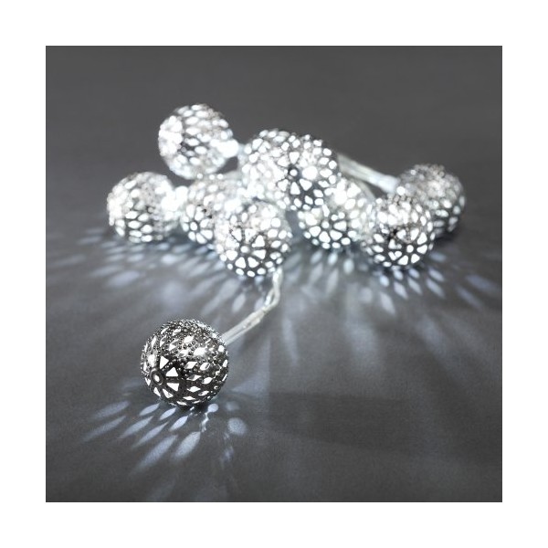 Konstsmide 3188-303 LED Dekolichterkette "silberfarbene Metallbälle" / für Innen (IP20)