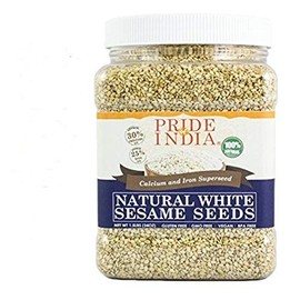 Pride Of India - White Sesame Seeds Unhulled - Calcium & Iron Superfood, 1.25 Pound (20oz) Jar