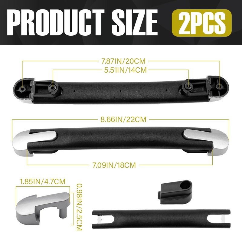 FERCAISH 2 Pack Suitcase Handle Replacement, Black Plastic & Zinc