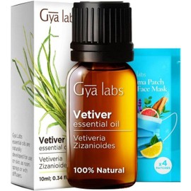 Gya Labs Sandalwood Essential Oils for Diffuser & Vetiver Essential Oil for Skin Set - 100% Natural Aromatherapy Grade Essential Oils Set - 2x0.34 fl oz - Gya Labs