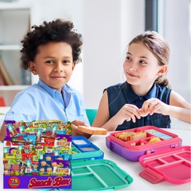 Snack Box for Adults Variety Pack-75 Count, Candy Gift Basket, Care Package with Assorted Individually Wrapped Snacks and Candies, for Adults, Kids, College Students, Road Trips, Office Snacks