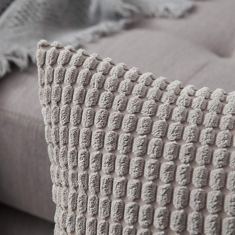 MIULEE Set of 2 Decorative Corduroy Grey Cushion Covers 18x18